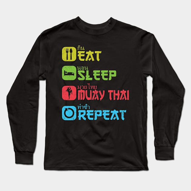 Muay Thai Boxing Martial Arts Long Sleeve T-Shirt by auviba-design